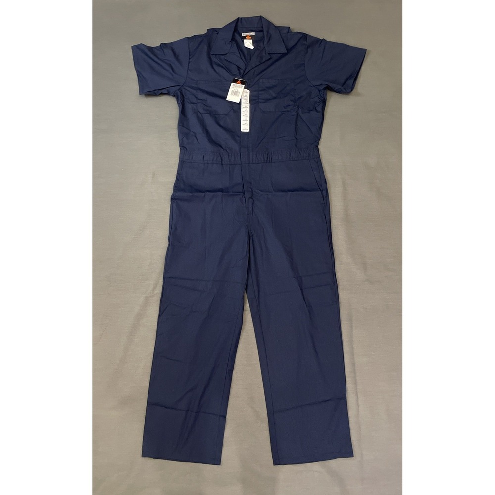 Walls Coveralls 44 Regular Master Made Blue Mechanic Work Wear Short Sleeve